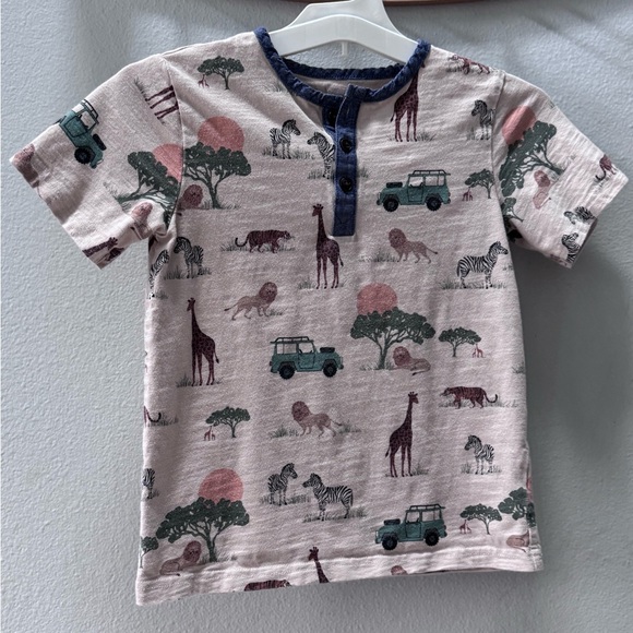 Gymboree Safari Adventure Tee - Cream and Blue - Picture 2 of 7